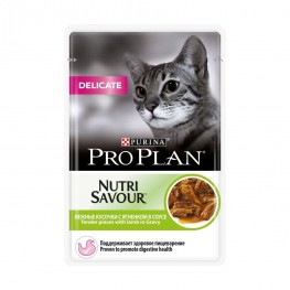 ПРО ПЛАН Влажный корм Purina Pro Plan Delicate для кошек с чувствительным пищеварением, ягнёнок, пауч, 85 г